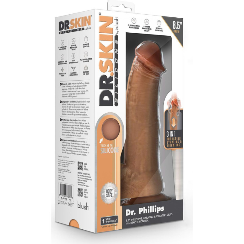 Blush DR. SKIN SILICONE DR. PHILLIPS 8.5 INCH THRUSTING DILDO TAN