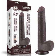 Lovetoy 9'' Sliding Skin Dual Layer Dong Black