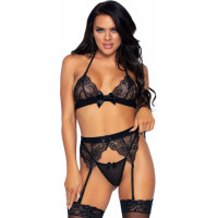 Leg Avenue Bra and String Set with Garter Belt