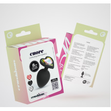 Crushious Cuore – Plug Anal su Cuatro Joyas Intercambiables – Mediano – Negro