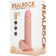 Realrock By Shots Vibruojantis ir stumiantis tiesus penis su kamuoliukais - 8 / 20,5 cm - minkštas