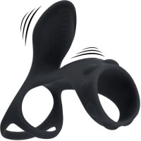 Levelz Vibrating Silicone Cock and Ball Ring with Shaft Loop - Black