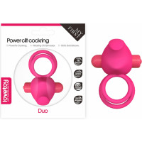 Lovetoy Power Clit Duo Silicone Cockring Pink