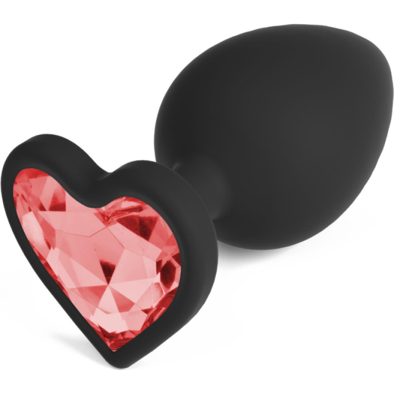 Crushious Cuore — Plug Anal ar Cuatro Joyas Intercambiables — Grande — Negro