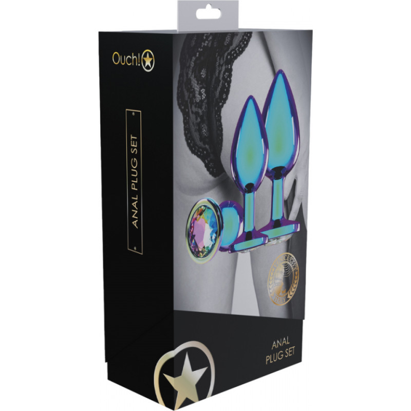 Ouch! By Shots Venice Collection - metāla anālo aizbāžņu komplekts - zaigojošs