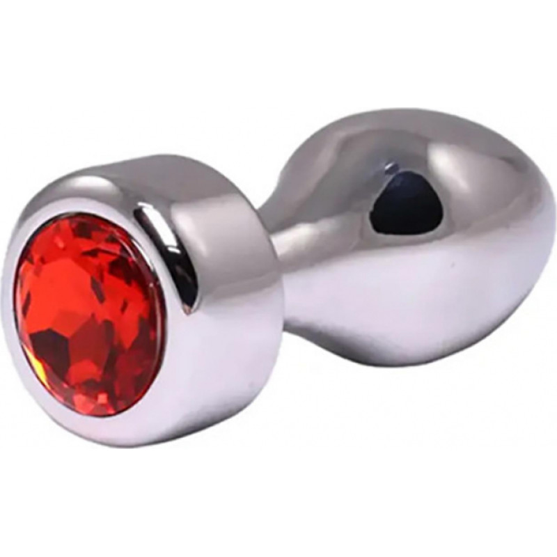 Fantasy Silver Butt Plug with Red Diamond