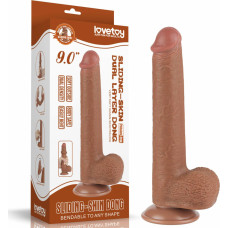 Lovetoy 9'' Sliding Skin Dual Layer Dong Brown