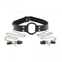Toyz4Lovers Stymulator-Ring Gag + Nipples Clamps (black)