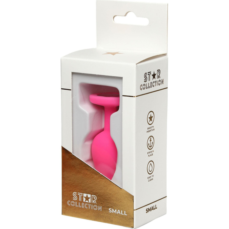 Star Collection - Pink Silicone Anal Plug S - Light Pink Stone