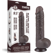 Lovetoy 9.5'' Sliding Skin Dual Layer Dong Black