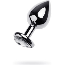 Toyfa Anal plug Metal by TOYFA, metal, silver, with red crystal, 8 cm, O 3.4 cm
