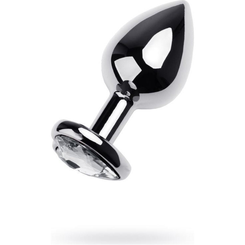 Toyfa Anal plug Metal by TOYFA, metal, silver, with red crystal, 8 cm, O 3.4 cm