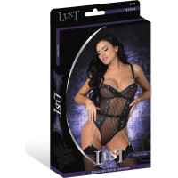 Male Power Phoenix - Dimanta Tīklveida Rotaļlieta un Zeķturi ar Ķēdītēm, Gredzeniem un Kniedēm - S/M - Melna