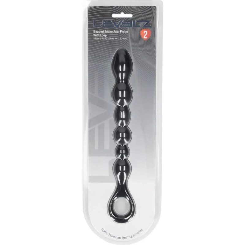 Levelz By Shots Beaded Snake Silicone Anal Probe with Loop - Black