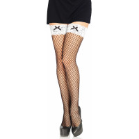 Leg Avenue Net Thigh Highs with lace Top and Bow