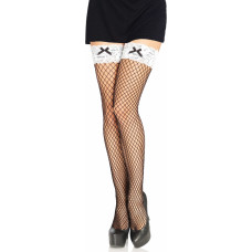 Leg Avenue Net Thigh Highs with lace Top and Bow