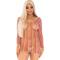 Leg Avenue Zig Zag Rainbow Net Mini Dress