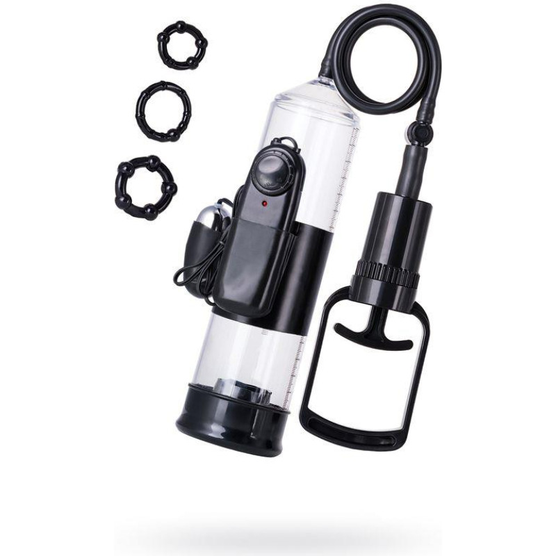 A-Toys , Penis Pump Coal, with vibro, PVC, Transparent, 22,8 cm