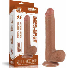 Lovetoy 9'' Sliding Skin Dual Layer Dong Brown