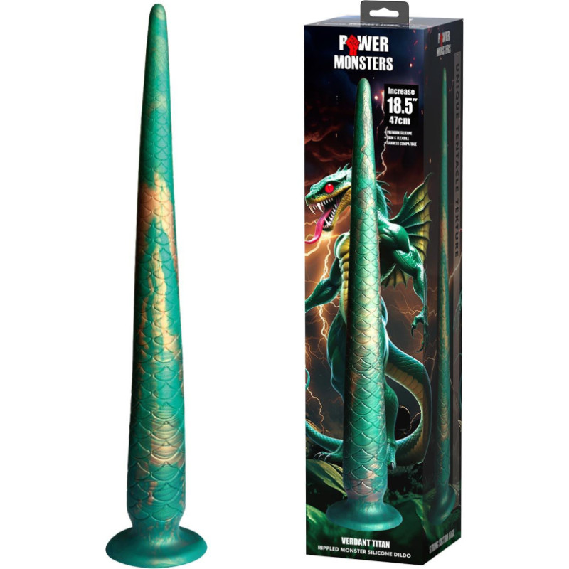Power Monsters Verdant Titan – 47 cm Rippled Monster Silicone Dildo