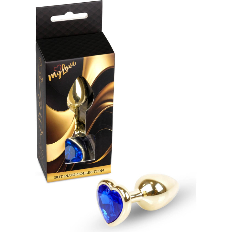 Mylove Toys - Jewellery Gold  Heart PLUG- Dark Blue