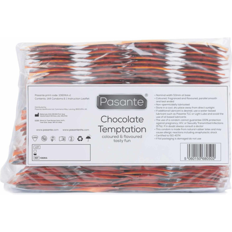 Pasante Chocolate Condoms Bulk Packs 144 pcs