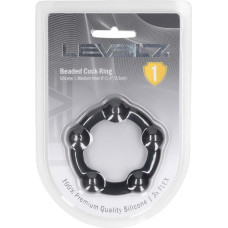 Levelz By Shots Silikona locekļa gredzens ar pērlītēm - M - 35 mm - melns