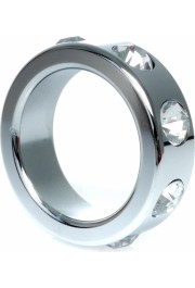 B - Series Heavyfun Pierścień-Metal Cock Ring with Cristal Diamonds Small