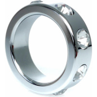 B - Series Heavyfun Pierścień-Metal Cock Ring with Cristal Diamonds Small