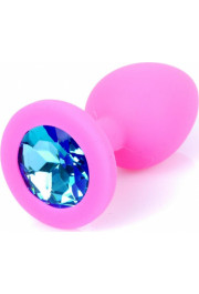 B - Series Heavyfun Plug-Jewellery Pink Silicon PLUG Small- Light Blue Diamond