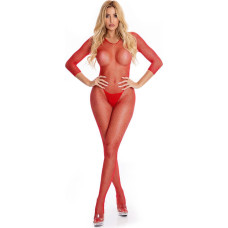 Pink Lipstick Lingerie RISQUE CROTCHLESS BODYSTOCKING RED, M/L