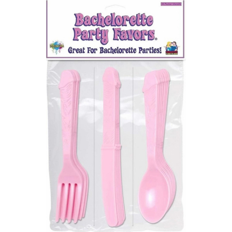 Bachelorette Party B.P. Pecker Party Utensils - Pink