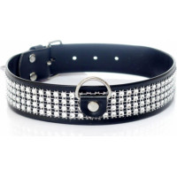 Fetish B - Series Collar with crystals 3 cm silver