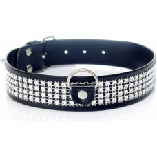 Fetish B - Series Collar with crystals 3 cm silver