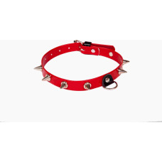 Whips Collections Wiązania-WHIPS lakier, obroża damska z kolcami, czerwona