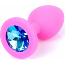 B - Series Heavyfun Plug-Jewellery Pink Silicon PLUG Small- Light Blue Diamond