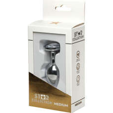 Star Collection - Silver Metal Anal Plug M - Clear Stone