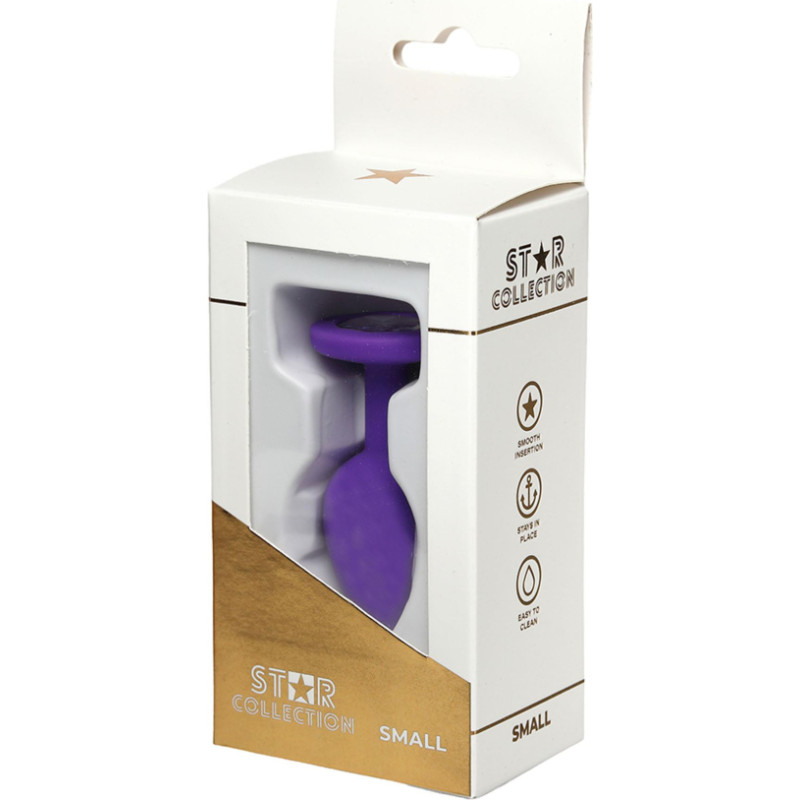 Star Collection - Purple Silicone Anal Plug S - Clear Stone