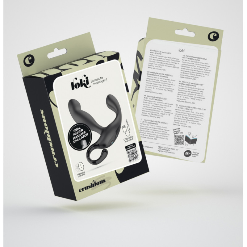 Crushious Loki - Masajeador de próstata atkārtoti uzlādējams ar tālvadības pulti - Negro