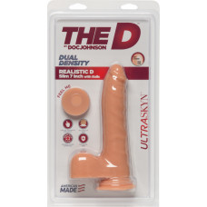 Doc Johnson D Slim - reālistisks ULTRASKYN dildo ar bumbiņām - 7/18 cm