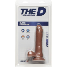Doc Johnson „Slim D“ – realistiškas FIRMSKYN dildo su kamuoliukais – 6/15 cm