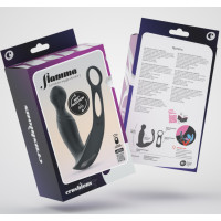 Crushious Flamma — Masajeador de próstata vibrante con correa para bolas y anillo para el pene — Negro