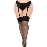 Leg Avenue Plus Sheer Elastane Stockings with Rhinestone