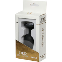 Star Collection - Black Silicone Anal Plug L - Clear Stone