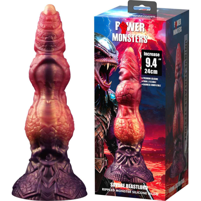 Power Monsters Savage Beastlord – 24 cm Rippled Monster Silicone Dildo
