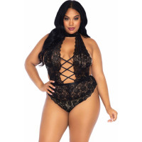 Leg Avenue Plus High Neck Crotchless Teddy