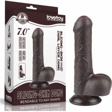 Lovetoy 7'' Sliding Skin Dual Layer Dong Black