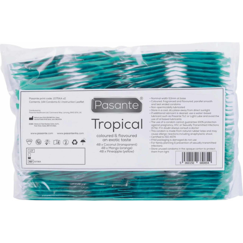 Pasante Tropical Condoms Bulk Packs 144 pcs