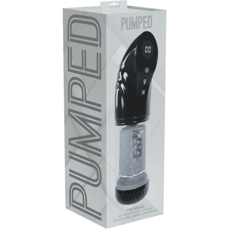 Pumped StrokeMate - Suction Rotation and Thrusting Masturbator Pump - Black
