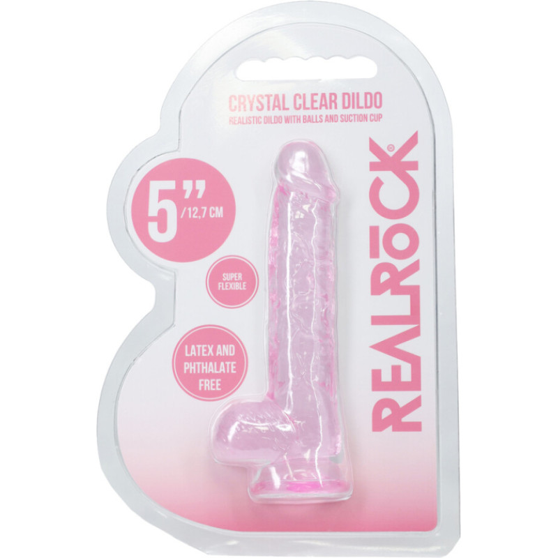 Realrock By Shots Reālistisks dildo ar bumbiņām - 5 / 12,7 cm - rozā